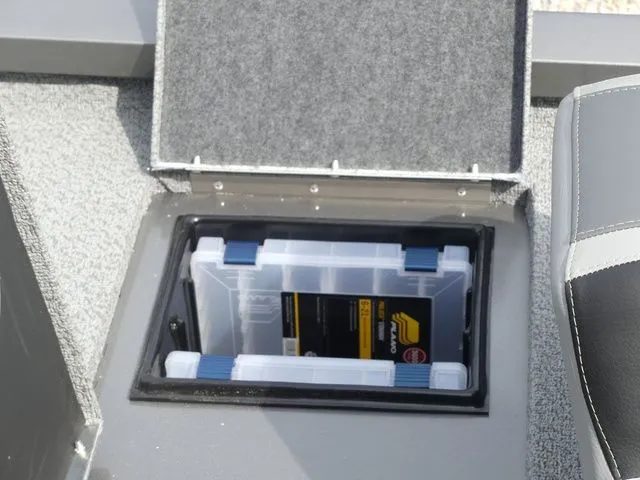 Slide: The Image of G3 Sportsman 1710 2026 boat with storage compartment and box. - 30