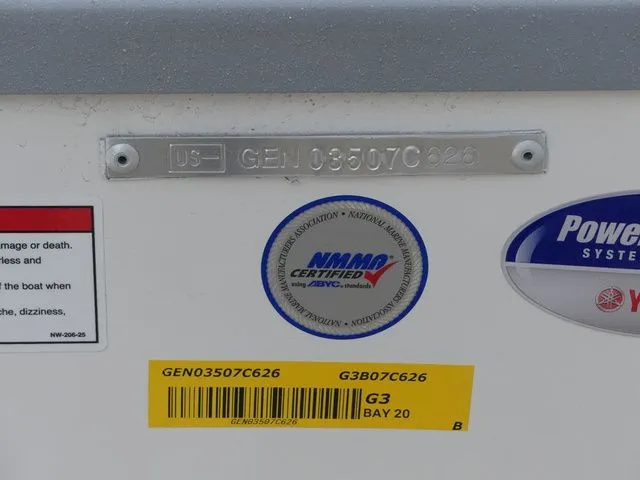 Slide: The Image of G3 Bay 20 boat, 2026 model, featuring NMMAC certification. - 11