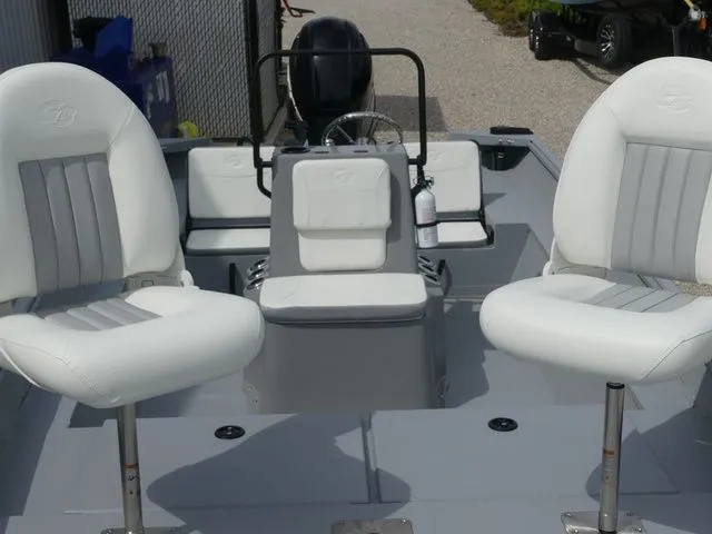 Slide: The Image of Interior view of G3 Bay 20 boat, 2026 model, featuring white seats. - 18