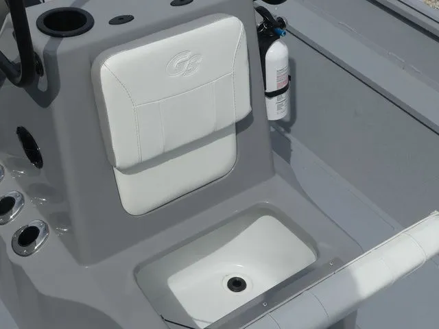 Slide: The Image of G3 Bay 20 boat seat with integrated storage, model year 2026. - 20