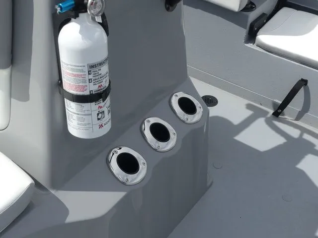 Slide: The Image of G3 Bay 20 boat 2026 with fire extinguisher and rod holders. - 25