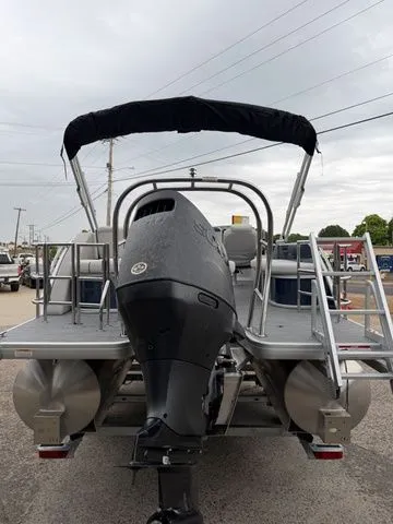 Slide: The Image of 2026 Godfrey Sweetwater Tritoon with Suzuki 150 engine, rear view. - 3