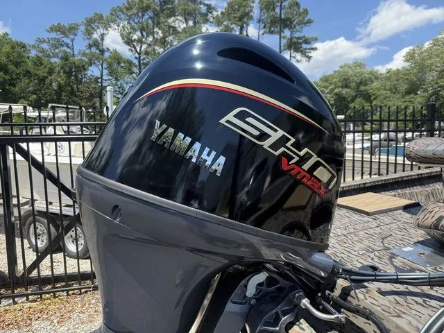 Slide: The Image of Yamaha SHO VMAX outboard motor on a 2026 Xpress Boats H190B. - 6