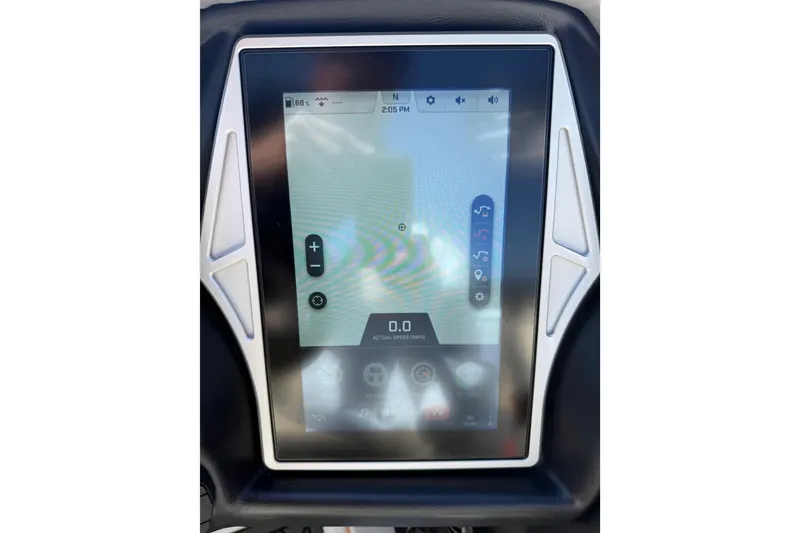 Slide: The Image of Touchscreen display of 2022 Tigé 21ZX boat showing controls and settings. - 23
