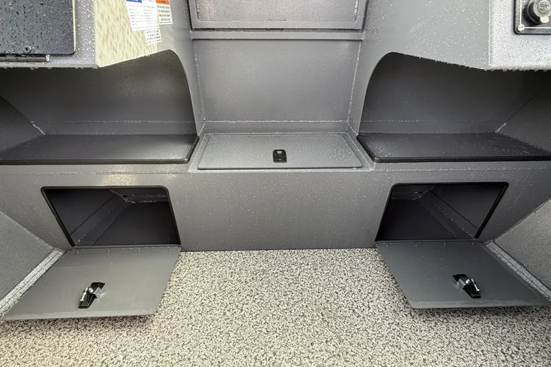 Slide: The Image of Interior storage compartments of 2026 Alumaweld Stryker X202 boat, featuring durable design. - 19