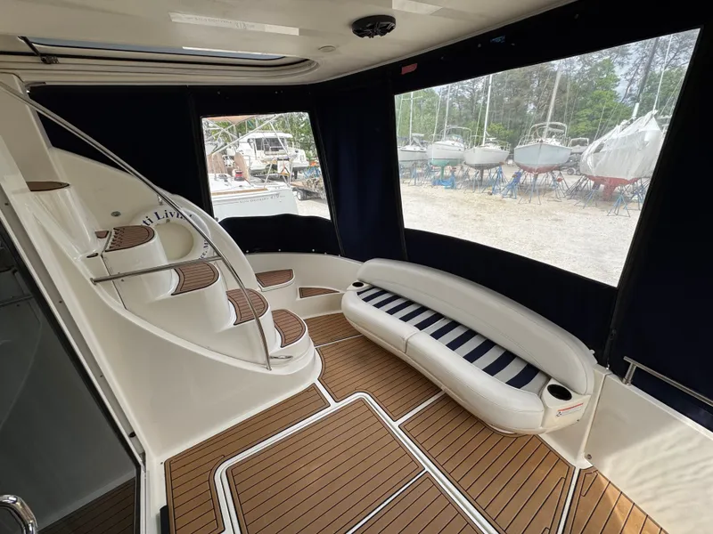 Slide: The Image of Interior of a 2008 Meridian 391 Sedan yacht with wood flooring. - 15