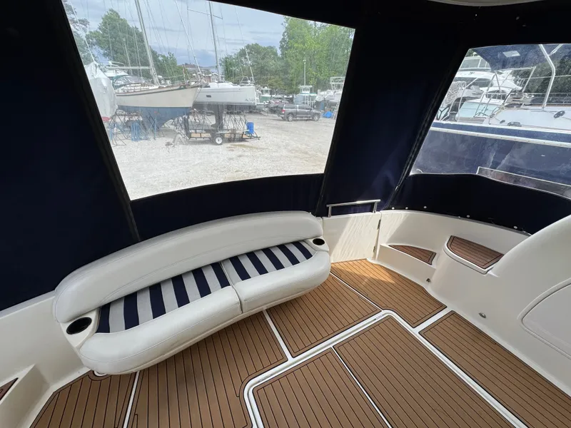 Slide: The Image of Interior of a 2008 Meridian 391 Sedan yacht with wood flooring. - 16