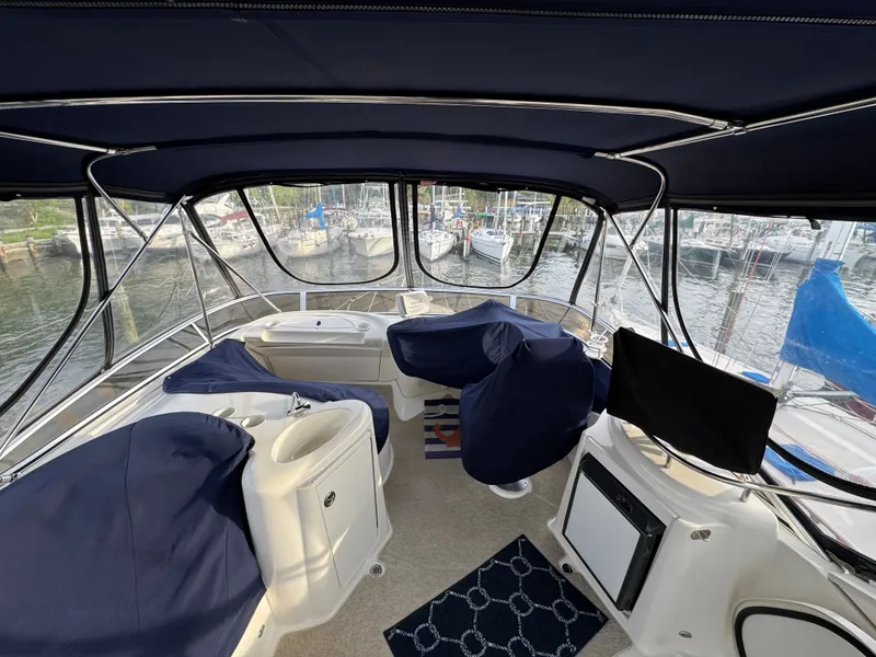 Slide: The Image of Interior of a 2008 Meridian 391 Sedan yacht docked at marina. - 39
