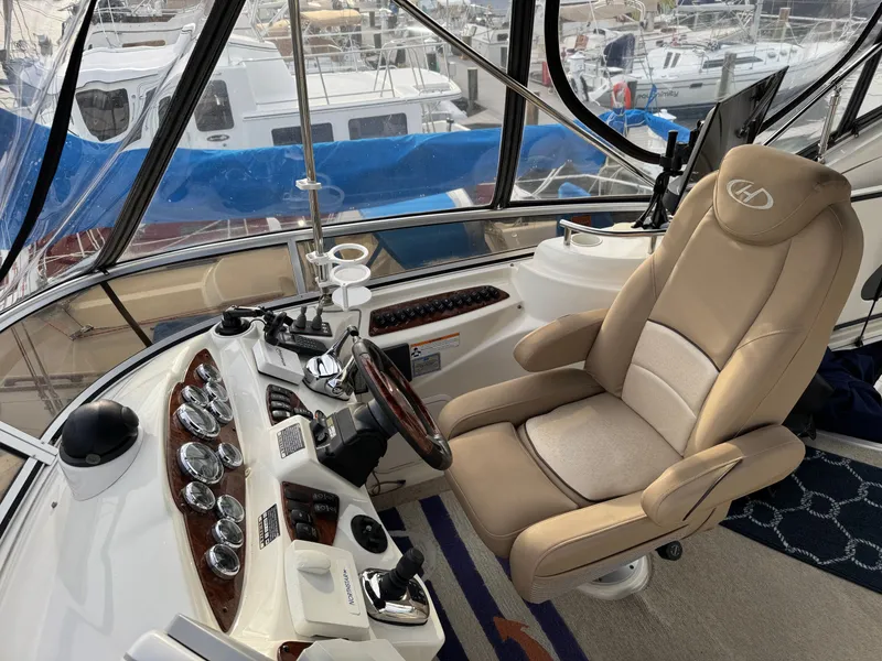 Slide: The Image of Interior of a 2008 Meridian 391 Sedan with helm and captain's chair. - 47