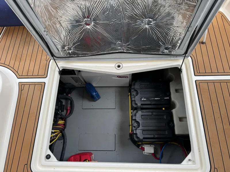 Slide: The Image of Battery compartment of a 2008 Meridian 391 Sedan boat. - 49