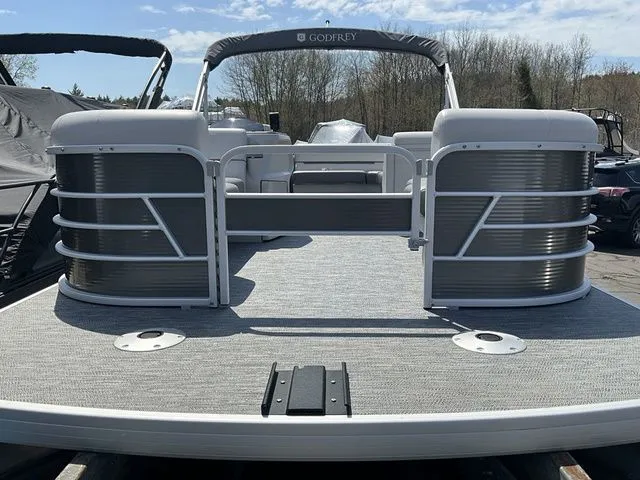 Slide: The Image of 2023 Godfrey Pontoons Xperience 2086 BFX on a sunny deck. - 2