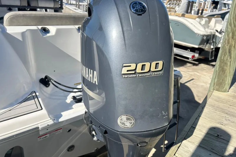 Slide: The Image of Yamaha 200 outboard motor on a 2021 Sea Fox 228 Commander boat. - 17