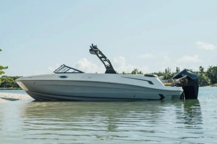 The Image of Manufacturer Provided Image: 2026 Bayliner VR6 Bowrider OB in calm waters, side view. - 0