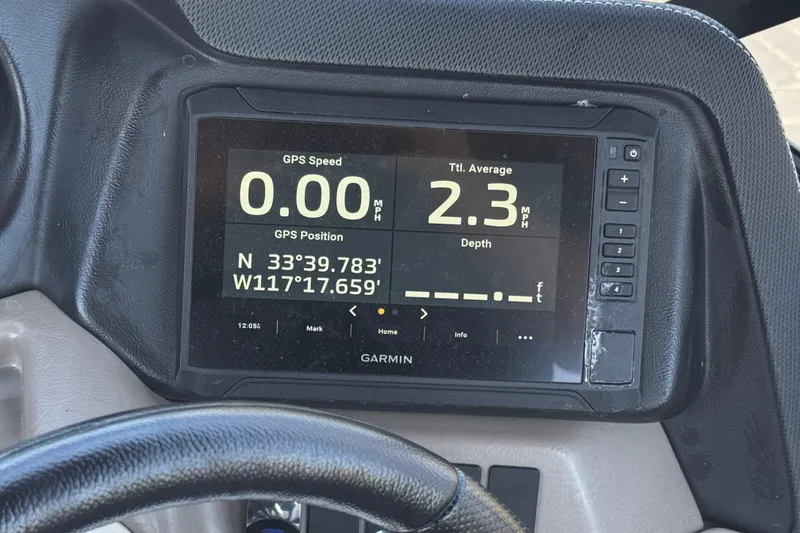 Slide: The Image of Garmin GPS display on 2023 Avalon Catalina VRBW showing speed and coordinates. - 35