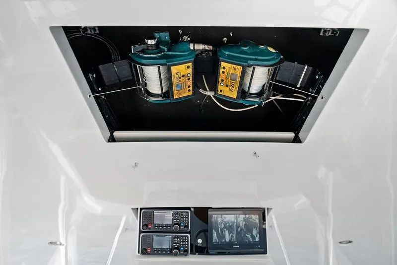 Slide: The Image of Ceiling-mounted equipment and control panel on 2006 Hatteras 68 Convertible yacht. - 27