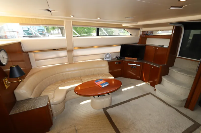 Slide: The Image of Luxurious interior of 2005 Meridian 459 Motoryacht with leather seating and entertainment area. - 36