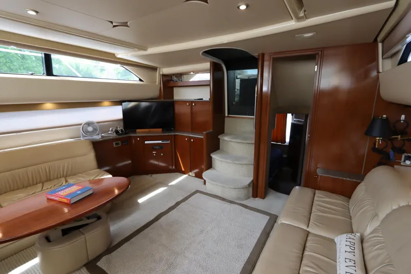 Slide: The Image of Luxurious interior of a 2005 Meridian 459 Motoryacht with elegant seating and modern amenities. - 37
