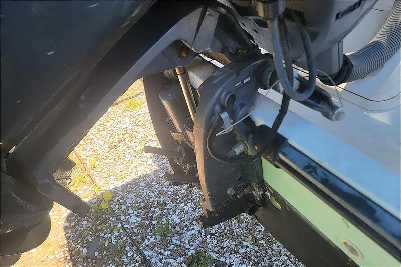 Slide: The Image of Close-up of a 2004 Century 2200 Center Console boat motor mount. - 10