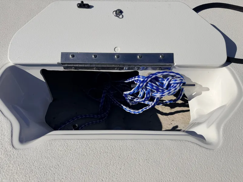 Slide: The Image of Hurricane Fun Deck 198 storage compartment with rope, 2021 model. - 13