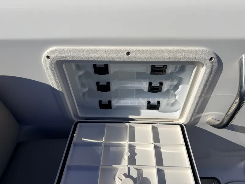 Slide: The Image of 2021 Hurricane Fun Deck 198 boat, storage compartment with dividers. - 26