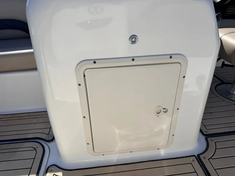 Slide: The Image of Hurricane Fun Deck 198 boat, 2021 model, interior view with storage hatch. - 27