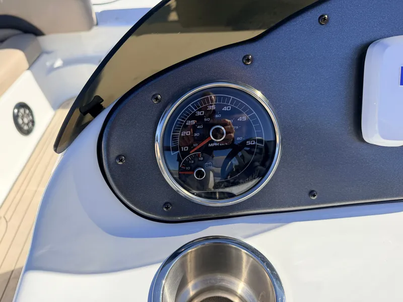 Slide: The Image of Dashboard of Hurricane Fun Deck 198 boat, tachometer view. - 31