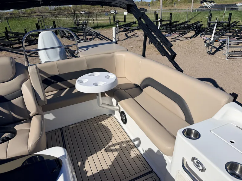 Slide: The Image of Interior of a 2021 Hurricane Fun Deck 198 boat with seating area. - 37
