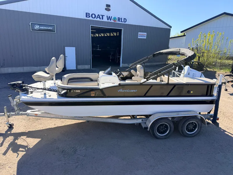 Slide: The Image of 2021 Hurricane Fun Deck 198 boat with Suzuki engine and trailer. - 4