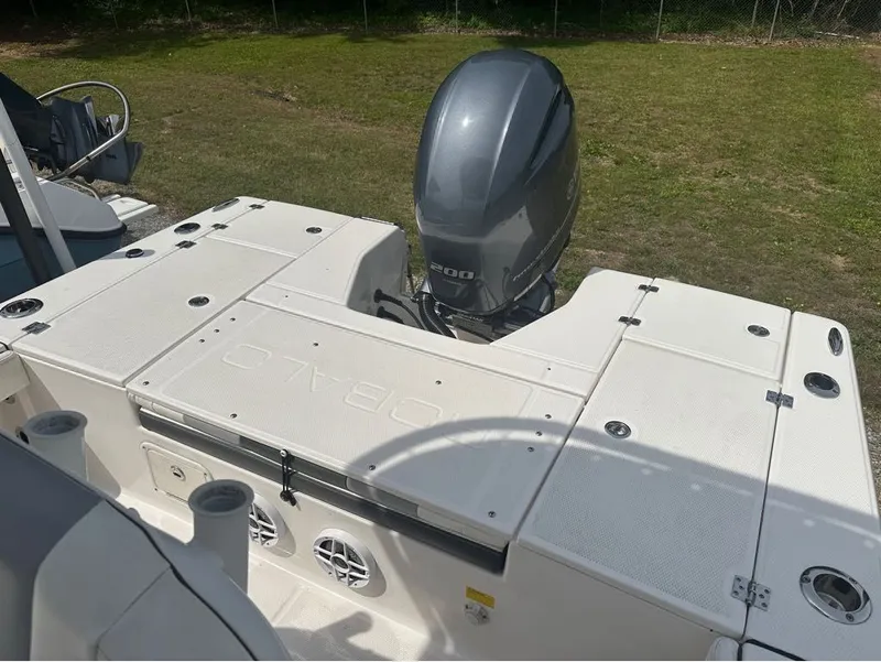 Slide: The Image of 2023 Robalo 226 Caymen boat with outboard motor. - 5