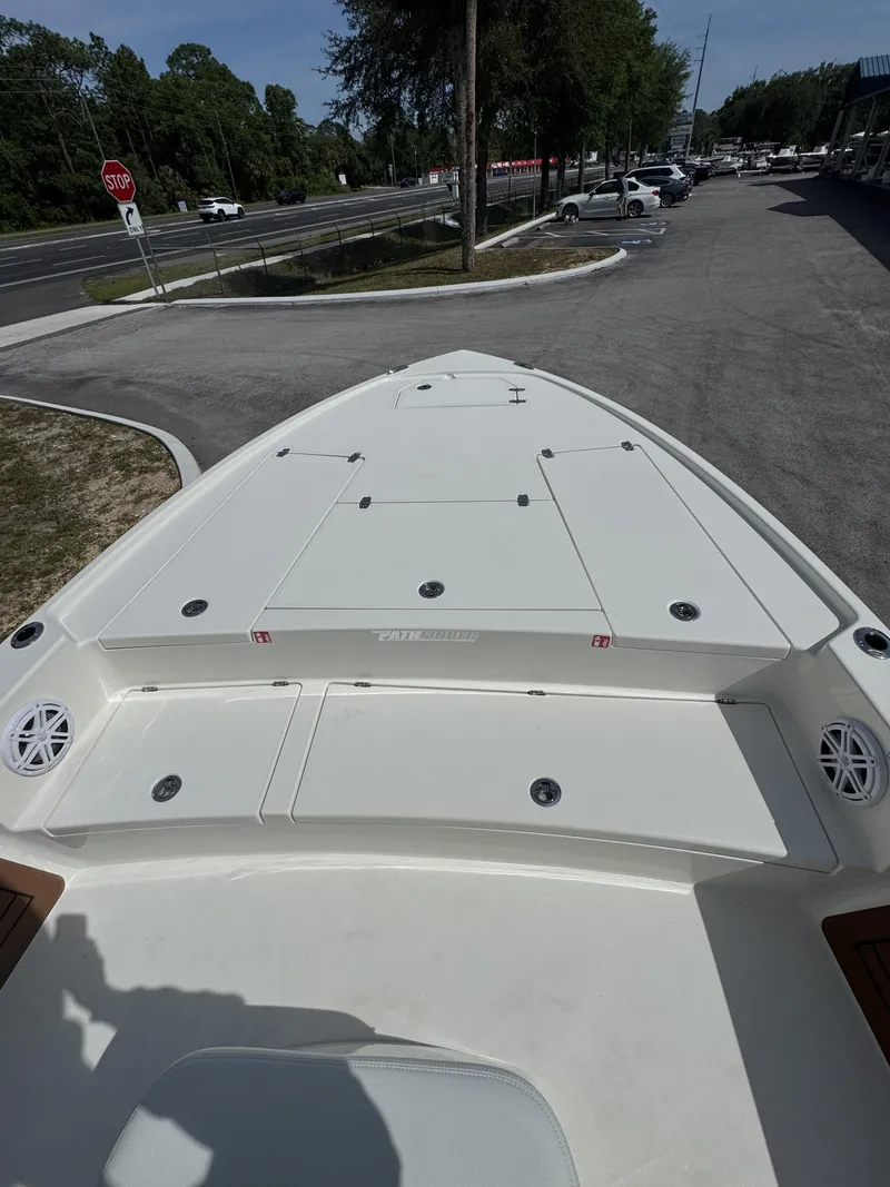 Slide: The Image of Bow deck of the 2026 Pathfinder 2500 Hybrid boat. - 17