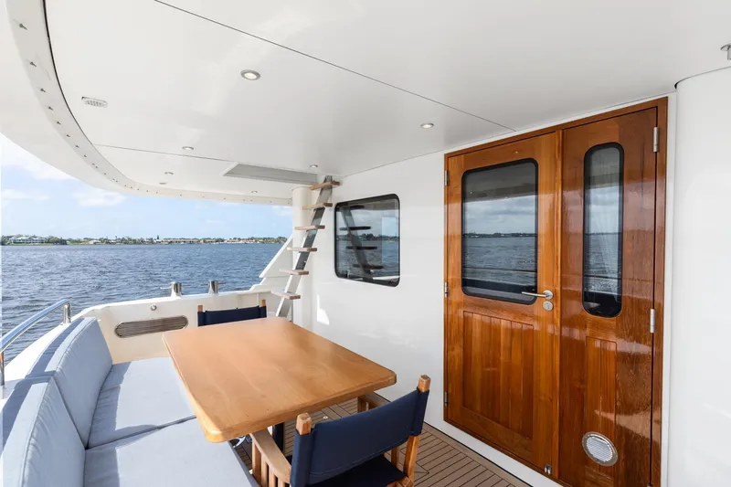 Slide: The Image of Outdoor seating area on 2022 Alm Trawler Delfino 64 yacht by Jachtbouw De Alm. - 29