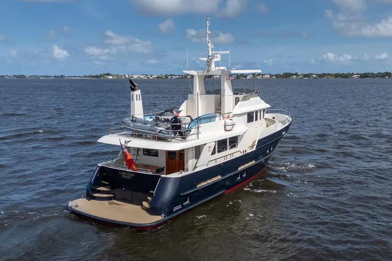 Slide: The Image of 2022 Alm Trawler Delfino 64 by Jachtbouw De Alm cruising on open water. - 7