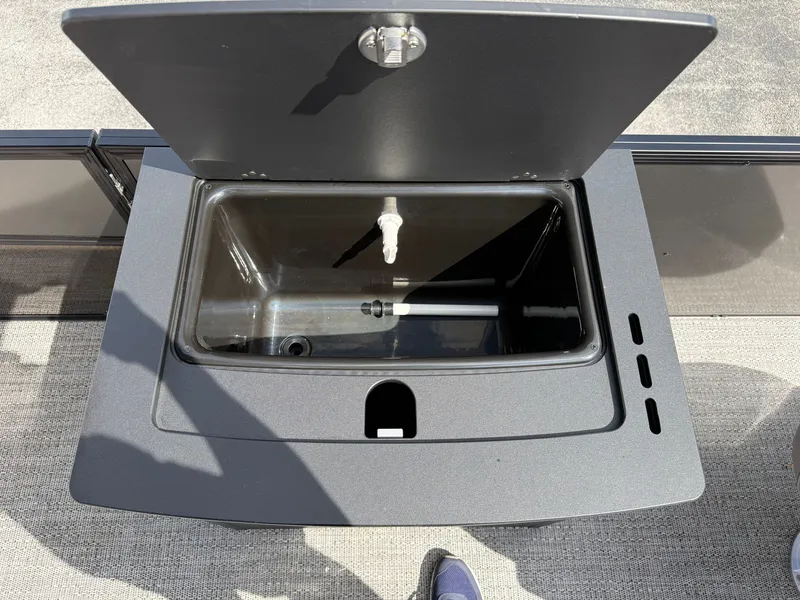 Slide: The Image of Barletta Aria 22F 2026, open storage compartment on boat. - 15
