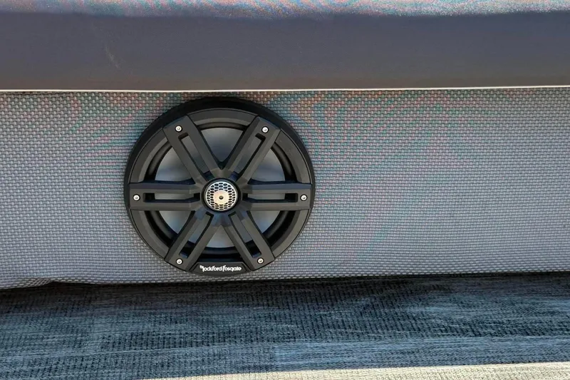 Slide: The Image of 2023 Godfrey Sweetwater 2486 SFL featuring a Rockford Fosgate speaker on woven fabric panel. - 26