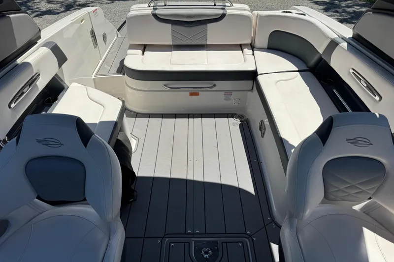 Slide: The Image of Interior of 2021 Chaparral 287 SSX boat with luxurious seating and modern design. - 9