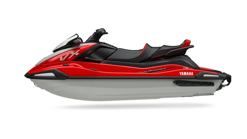 The Image of 2026 Yamaha VX Cruiser jet ski in red and white. - 1