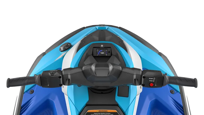 Slide: The Image of 2026 Yamaha JetBlaster DLX 2UP cockpit view, blue design. - 4