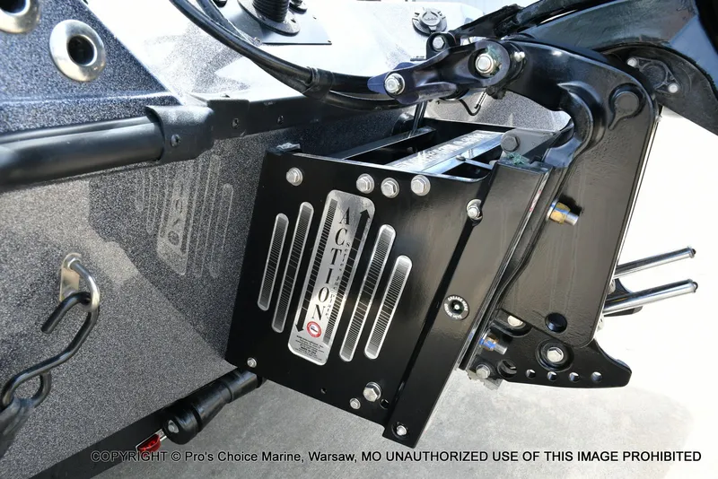 Slide: The Image of Close-up of 2024 Triton 20XP Patriot boat mechanism. - 6