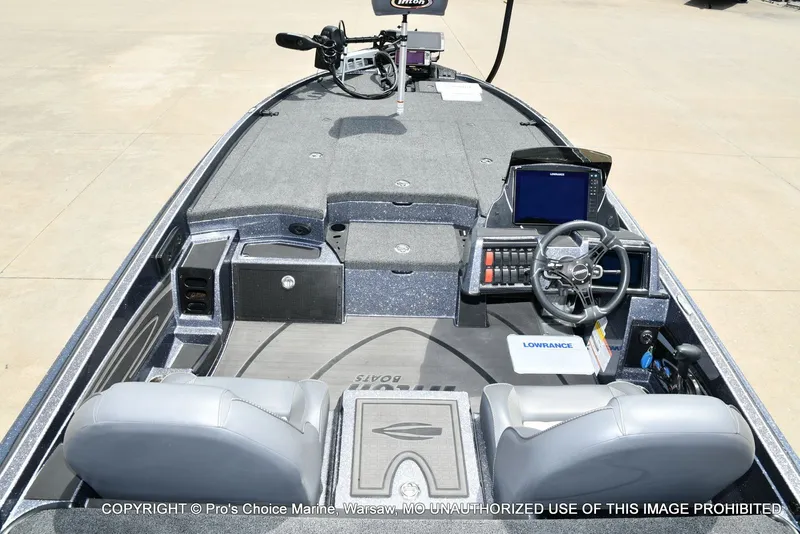 Slide: The Image of Interior view of 2024 Triton 20XP Patriot boat with modern features. - 9