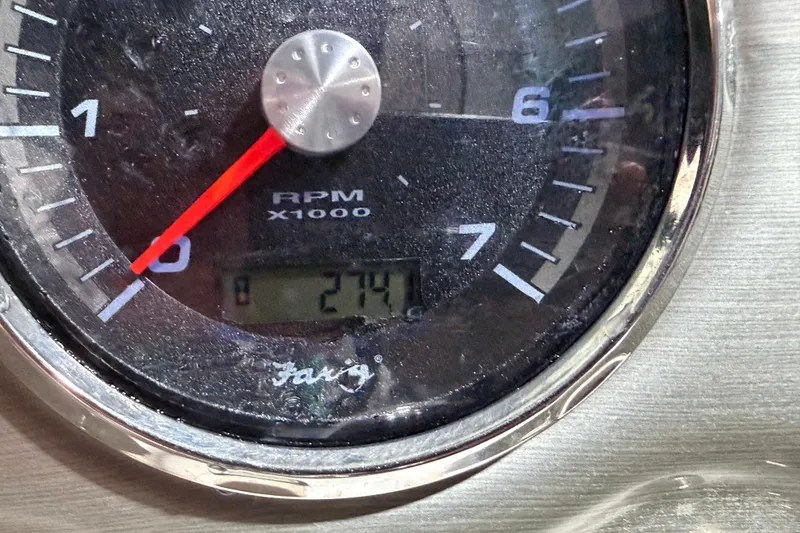 Slide: The Image of Tachometer of 2013 Hurricane SunDeck 2400 OB showing 2741 RPM. - 28