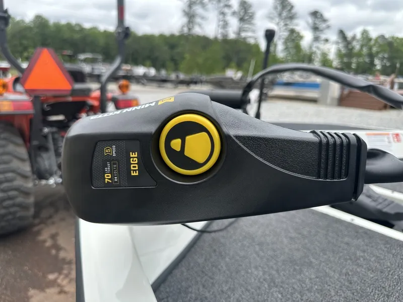 Slide: The Image of Close-up of Minn Kota Edge control handle on a Lowe Stinger ST175 boat. - 4
