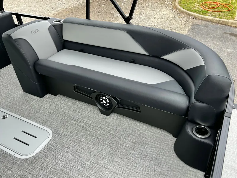 Slide: The Image of Luxurious seating in Avalon Venture 85 2026 pontoon boat. - 10