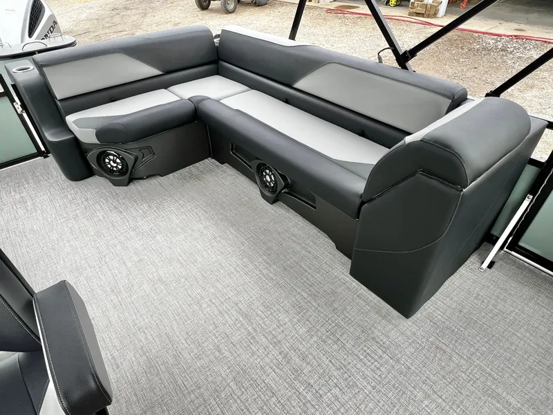 Slide: The Image of Interior of Avalon Venture 85 with gray seating, 2026 model. - 14