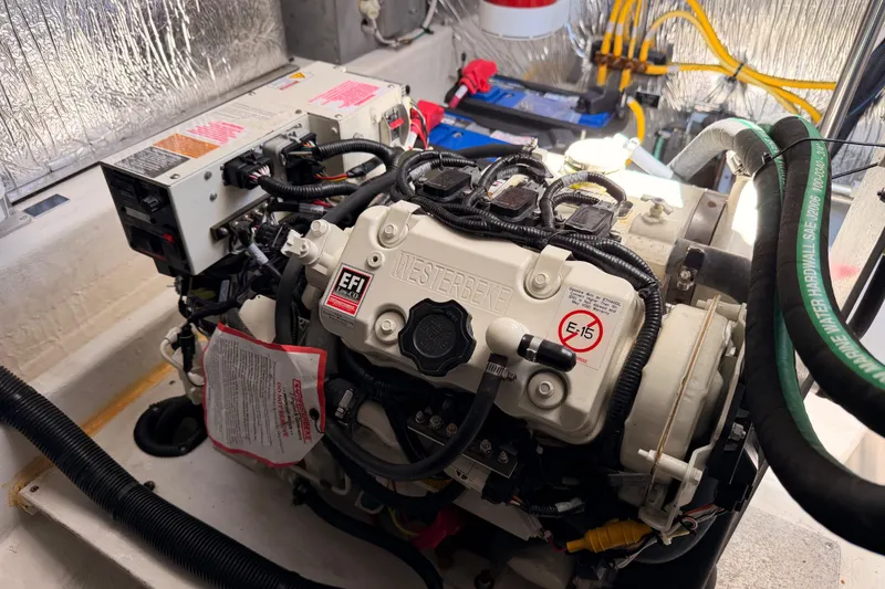 Slide: The Image of Engine room of 2020 Cruisers Yachts 390 Express Coupe with Westerbeke EFI engine. - 89