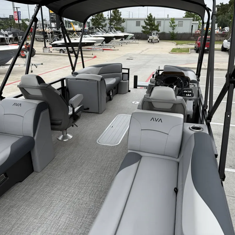 Slide: The Image of Interior of Avalon Venture 85 Quad Lounge 2025, luxury pontoon boat. - 27