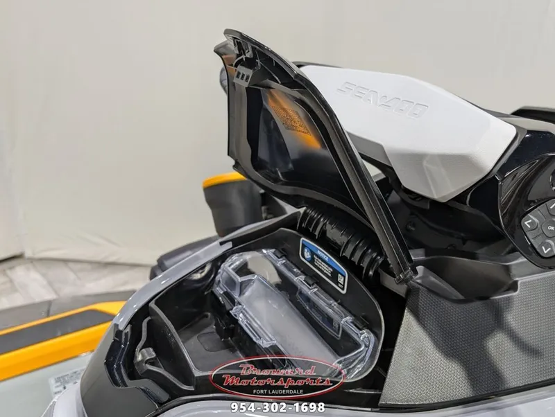 Slide: The Image of 2025 Sea-Doo FishPro Trophy 170 with open storage compartment. - 14