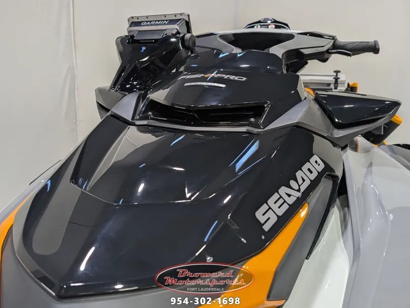 Slide: The Image of 2025 Sea-Doo FishPro Trophy 170 with Garmin device, close-up view. - 15