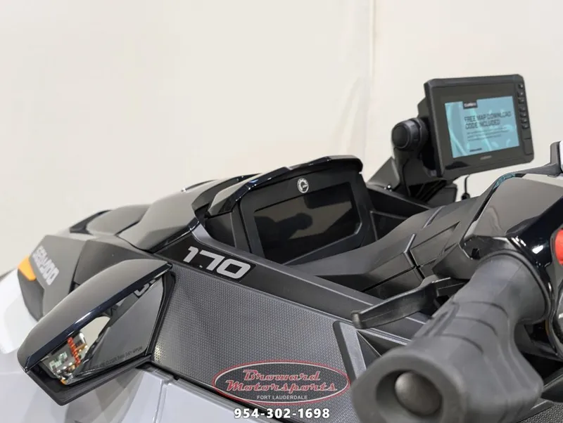 Slide: The Image of 2025 Sea-Doo FishPro Trophy 170 with advanced controls and display. - 19
