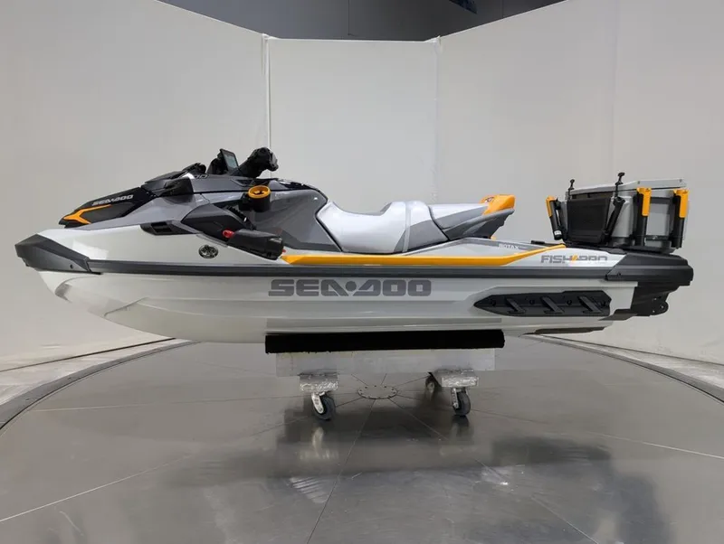 Slide: The Image of 2025 Sea-Doo FishPro Trophy 170 jet ski in studio setting. - 32