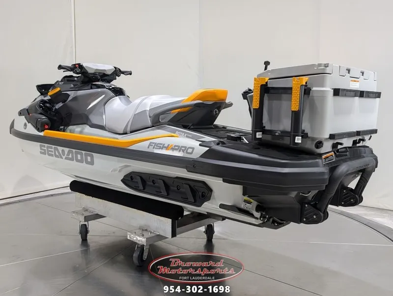 Slide: The Image of 2025 Sea-Doo FishPro Trophy 170 jet ski with storage box. - 5